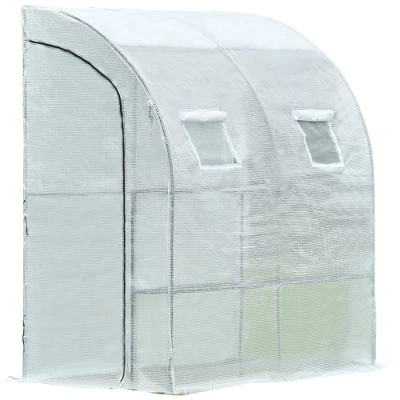 Aoodor 6.7ft. X 3.3ft. X 7.2ft. Outdoor Walk-in Greenhouse Lean To Portable Wall Two Doors 9 Aoodor 6.7ft. X 3.3ft. X 7.2ft. Outdoor Walk-in Greenhouse Lean To Portable Wall Two Doors - Image 7