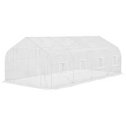 Outsunny 19.5' X 9.8' X 6.9' Walk-In Greenhouse, Outdoor Gardening Canopy Hot House With 8 Roll-up Windows, Zippered Door & Weather Cover, Steel White -Sunnydaze Store GUEST 4918d9a3 7ce4 45b0 8a0a 4c3e3696b63a
