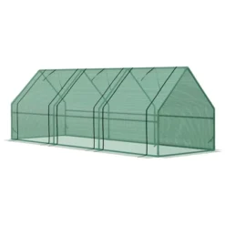 Outsunny 9' L X 3' W X 3' H Mini Greenhouse Portable Hot House With Large Zipper Doors & Water/UV PE Cover For Outdoor And Garden, Green -Sunnydaze Store GUEST 499c0337 e9c2 4b23 b47c 04c4ce4691b6
