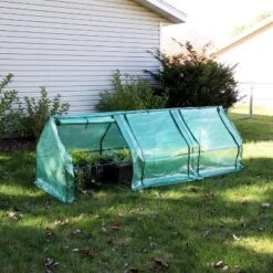 Sunnydaze Decor Sunnydaze Outdoor Portable Slanted Top Plant Shelter Mini Cloche Greenhouse With Zipper Doors - 36" - Green -Sunnydaze Store GUEST 4a78af9e d653 4034 9deb 835273daaf41