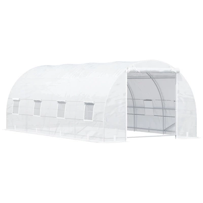 Outsunny 20' X 10' X 7' Walk-In Tunnel Greenhouse Garden Warm House Large Hot House Kit With 8 Roll-up Windows & Roll Up Door, Steel Frame 11 Outsunny 20' X 10' X 7' Walk-In Tunnel Greenhouse Garden Warm House Large Hot House Kit With 8 Roll-up Windows & Roll Up Door, Steel Frame - Image 9