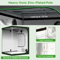 Costway 5x5 Grow Tent, 60''x60''x80'' High Reflective Mylar W/Observation Window GrayBlack -Sunnydaze Store GUEST 50c84a52 addc 41f2 9e78 766f96150b07