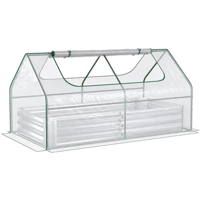 Outsunny Raised Garden Bed With Mini Greenhouse, Steel Outdoor Planter Box With Plastic Cover, Roll Up Window, Dual Use, 73" X 38" X 36" 9 Outsunny Raised Garden Bed With Mini Greenhouse, Steel Outdoor Planter Box With Plastic Cover, Roll Up Window, Dual Use, 73" X 38" X 36" - Image 7