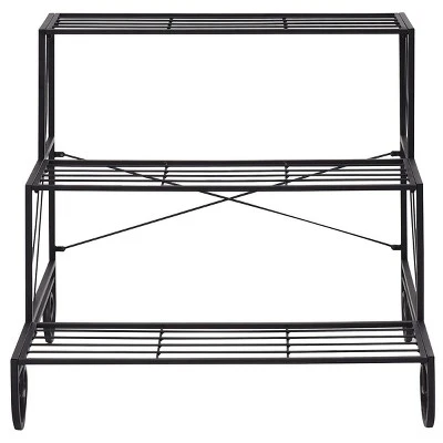 Costway 3 Tier Outdoor Metal Plant Stand Flower Planter Garden Display Holder Shelf Rack 4 Costway 3 Tier Outdoor Metal Plant Stand Flower Planter Garden Display Holder Shelf Rack - Image 2