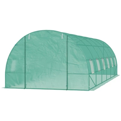 Outsunny 26' X 10' X 7' Outdoor Walk-In Tunnel Greenhouse With Roll-up Windows & Zippered Door, Steel Frame, & PE Cover 5 Outsunny 26' X 10' X 7' Outdoor Walk-In Tunnel Greenhouse With Roll-up Windows & Zippered Door, Steel Frame, & PE Cover - Image 3