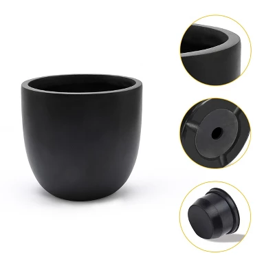 LuxenHome Round Tapered 9.2" H House Planter, Indoor/Outdoor Black 8 LuxenHome Round Tapered 9.2" H House Planter, Indoor/Outdoor Black - Image 6