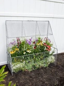 Gardener’s Supply Company Chicken Wire Cloche Flat Back Crop Coop | Sturdy Metal Flower, Garden Plants, And Backyard Vegetables Cover Protector | 20"D