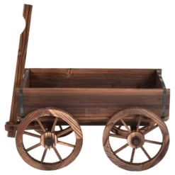 Costway Wood Wagon Flower Planter Pot Stand W/Wheels Home Garden Outdoor Decor -Sunnydaze Store GUEST 5488b472 58d8 4650 a031 91a201342011