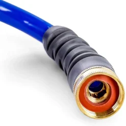 Camco 20' Self Coiling Water Hose With Brass Fittings And 1.5" ID For Marine Use, Cleaning, Car Washing And Gardening, Blue -Sunnydaze Store GUEST 55464b6f 8da9 45fa 9d1d a0526fbca76c