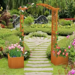 Tangkula Garden Arbor With Planter Wooden Planter Arch With Trellis Natural -Sunnydaze Store GUEST 5ba2afd5 edba 405a ab30 836efacc150c