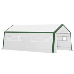 Outsunny 20' X 10' X 8' Heavy-duty Greenhouse, Walk-in Hot House With Windows And Roll Up Door, PE Cover, Steel Frame -Sunnydaze Store GUEST 5c508594 a65e 4e7f 9388 5441ec7ff2f7