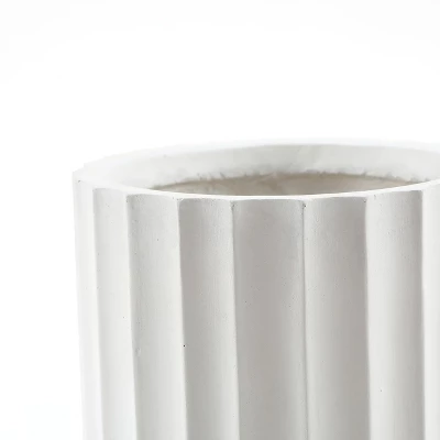 LuxenHome White 19" Tall Round MgO Planter 4 LuxenHome White 19" Tall Round MgO Planter - Image 2