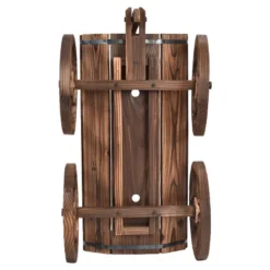 Costway Wood Wagon Flower Planter Pot Stand W/Wheels Home Garden Outdoor Decor -Sunnydaze Store GUEST 605f7d2e 91fa 4b62 99a2 e9440c004577