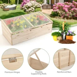 Costway Wooden Cold Frame Greenhouse Flower Planter Raised Plants Bed Protection -Sunnydaze Store GUEST 610ed969 1621 438c aa8d 67bfb2eafb9b