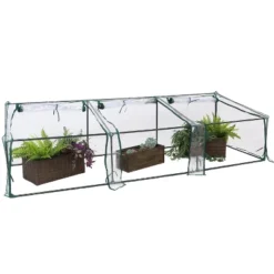 Sunnydaze Decor Sunnydaze Outdoor Portable Slanted Top Plant Shelter Mini Cloche Greenhouse With Zipper Doors - Clear -Sunnydaze Store GUEST 61ae4e95 0160 48f6 9072 6b8916d3807f