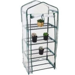 Sunnydaze Decor Sunnydaze Outdoor Portable Growing Rack 4-Tier Greenhouse With Roll-Up Door - 4 Shelves - Clear -Sunnydaze Store GUEST 62115229 105d 488e a5f4 12ead8baabad