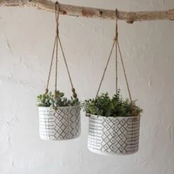 Large Multi Pattern Metal, Jute & Wood Hanging Planter - Foreside Home & Garden -Sunnydaze Store GUEST 62acfe05 c5d6 4239 aed6 ca5929ad9e3a