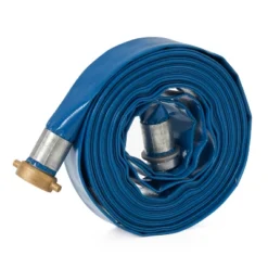 Apache 98138015 1.5" Diameter 50' Length 75 PSI Polyester-Reinforced PVC Lay Flat Pool Sump Pump Hose With Aluminum Pin Lug Connections, Blue (2 Pack)