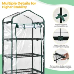 Costway White Mini Greenhouse W/ PVC Cover 4-Tier Portable Warm House 28'' X 19'' X 63'' -Sunnydaze Store GUEST 64e38c71 fc95 4ea3 9b21 554b69eb9181
