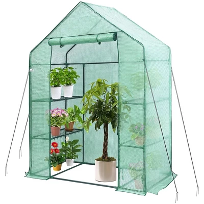 Hanience Walk-in Outdoor/Indoor Covered Portable Plant Greenhouse For Gardens, Patios, And Yards With 4 Wired Shelves, And Roll-Up Zippered Door, 3 Hanience Walk-in Outdoor/Indoor Covered Portable Plant Greenhouse For Gardens, Patios, And Yards With 4 Wired Shelves, And Roll-Up Zippered Door,