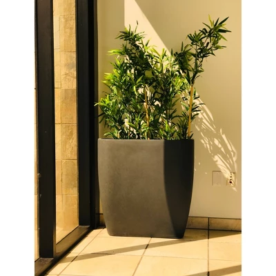 22.8" Kante Lightweight Modern Outdoor Concrete Oval Planter Charcoal Black - Rosemead Home & Garden, Inc. 6 22.8" Kante Lightweight Modern Outdoor Concrete Oval Planter Charcoal Black - Rosemead Home & Garden, Inc. - Image 4