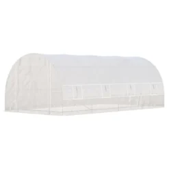 Outsunny Steel Frame Walk-In Tunnel Greenhouse, Large Garden Hot House Kit With 8 Roll-up Windows & Roll Up Door, White -Sunnydaze Store GUEST 6c45f5e5 dd58 4875 810b 6a6c7e00daab