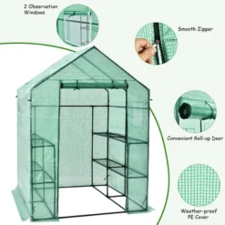 Costway Walk-in Greenhouse 56''x56''x77'' Gardening W/Observation Windows 2 Tier 8 Shelves 15 Costway Walk-in Greenhouse 56''x56''x77'' Gardening W/Observation Windows 2 Tier 8 Shelves -Sunnydaze Store GUEST 73620d5e 81f3 43bc 8ef7 3b1b6d96155c