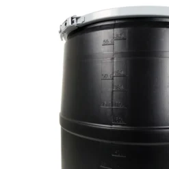 Hydrofarm Active Aqua DRM58T 55 Gallon Drum Hydroponic Reservoir With Pre-Drilled Holes Cover Lid And Bolt Ring Closure, Black