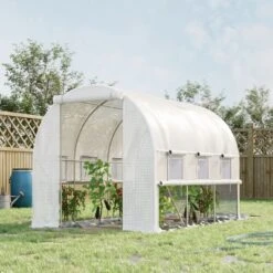 Outsunny 10' X 7' X 7' Walk-in Tunnel Greenhouse, Outdoor Plant Nursery With Quality PE Cover, Zipper Doors And Mesh Windows, White 8 Outsunny 10' X 7' X 7' Walk-in Tunnel Greenhouse, Outdoor Plant Nursery With Quality PE Cover, Zipper Doors And Mesh Windows, White -Sunnydaze Store GUEST 75b9a1ee 4cb0 412f 9cba 2bbc73800cfe