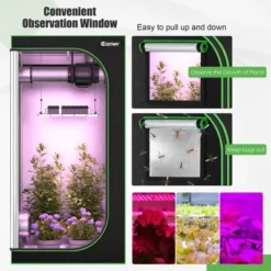 Costway 36''x36''x72'' Mylar Hydroponic Grow Tent W/Observation Window & Floor Tray GrayBlack 16 Costway 36''x36''x72'' Mylar Hydroponic Grow Tent W/Observation Window & Floor Tray GrayBlack -Sunnydaze Store GUEST 786dbb80 b410 445e 954b 6791ce9056d2