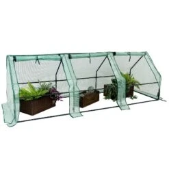 Sunnydaze Decor Sunnydaze Outdoor Portable Slanted Top Plant Shelter Mini Cloche Greenhouse With Zipper Doors - 36" - Green -Sunnydaze Store GUEST 79745697 0c6e 4ba1 961d 686c849420ca