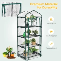 Costway White Mini Greenhouse W/ PVC Cover 4-Tier Portable Warm House 28'' X 19'' X 63'' -Sunnydaze Store GUEST 7e39ccc0 00dc 4262 9cf5 0ad04954e3c5