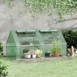 Outsunny 6' X 3' X 3' Portable Greenhouse, Garden Hot House With Two PE/PVC Covers, Steel Frame And 2 Roll Up Windows, Green -Sunnydaze Store GUEST 82700421 ebaa 48ed a21d 5ab2d72cf0b6