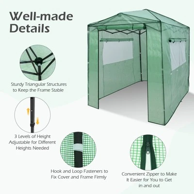Costway 6'x 8' Portable Walk-in Greenhouse Pop-up Folding Plant Gardening W/Window 10 Costway 6'x 8' Portable Walk-in Greenhouse Pop-up Folding Plant Gardening W/Window - Image 8