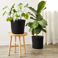 Juvale 2 Pack Decorative Woven Planter Basket With Plastic Liner For Outdoor, Indoor, Floor, Plants, Storage, Black, 10 X 11 In 12 Juvale 2 Pack Decorative Woven Planter Basket With Plastic Liner For Outdoor, Indoor, Floor, Plants, Storage, Black, 10 X 11 In -Sunnydaze Store GUEST 8be899b3 b17a 445e 9811 2566e637d865