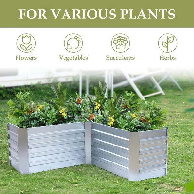 LuxenHome L-Shaped Galvanized Metal Raised Garden Bed 7 LuxenHome L-Shaped Galvanized Metal Raised Garden Bed - Image 5