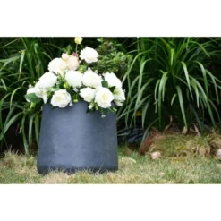 17.3" Tall Lightweight Concrete Modern Outdoor/Indoor Planter Charcoal - Rosemead Home & Garden, Inc. -Sunnydaze Store GUEST 9908cd40 44e5 4159 bb95 eea5094517f6