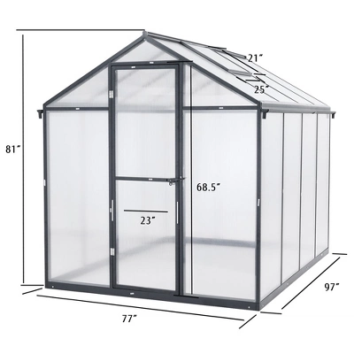 AOODOR Walk-in Greenhouse Polycarbonate Panel Hobby GreenhousesGarden 6 AOODOR Walk-in Greenhouse Polycarbonate Panel Hobby GreenhousesGarden - Image 4