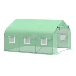 Outsunny 12' X 10' X 7' Outdoor Walk-In Tunnel Greenhouse Hot House With Roll-up Windows, Zippered Door, PE Cover, Green 9 Outsunny 12' X 10' X 7' Outdoor Walk-In Tunnel Greenhouse Hot House With Roll-up Windows, Zippered Door, PE Cover, Green -Sunnydaze Store GUEST 9a7a1db7 6a10 4f06 95a4 5887809797b6
