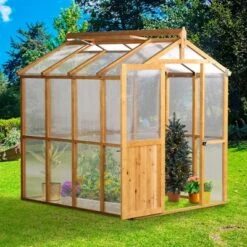 Aoodor 80.7” (L) X 93.3”(W) X 97.6”(H) Outdoor Walk-in Greenhouse With Roof Vent And Fir Frame For Backyard Garden -Sunnydaze Store GUEST 9b6008a2 4e0f 443e 894b d7461c7bc3b7