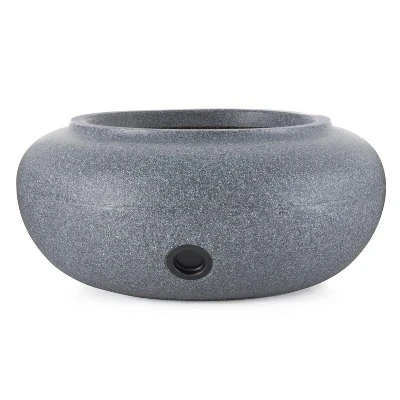 HC Companies Versatile 21 Inch Round Natural Decorative Plastic Outdoor Garden Hose Storage Pot With Side Hole For Faucet Connection 4 HC Companies Versatile 21 Inch Round Natural Decorative Plastic Outdoor Garden Hose Storage Pot With Side Hole For Faucet Connection - Image 2
