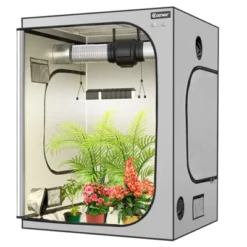 Costway 5x5 Grow Tent, 60''x60''x80'' High Reflective Mylar W/Observation Window GrayBlack -Sunnydaze Store GUEST a0e04cf5 ba62 420a a989 0daca10e5fee