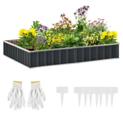 Outsunny 8.5x3ft Metal Raised Garden Bed, DIY Large Steel Planter Box, No Bottom W/ A Pairs Of Glove For Backyard, Patio To Grow Vegetables, Herbs, And Flowers -Sunnydaze Store GUEST a0ff8374 2a11 4ad0 a8dc 8d4be0a96b72