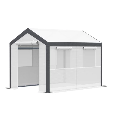 Outsunny Outdoor Walk-In Tunnel Greenhouse Garden Warm Hot House With Roll Up Windows, Zippered Door, & Weather Cover 5 Outsunny Outdoor Walk-In Tunnel Greenhouse Garden Warm Hot House With Roll Up Windows, Zippered Door, & Weather Cover - Image 3