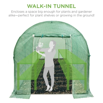 Best Choice Products 15x7x7ft Walk-In Greenhouse Tunnel, Garden Accessory Tent W/ 8 Roll-Up Windows, Zippered Door 4 Best Choice Products 15x7x7ft Walk-In Greenhouse Tunnel, Garden Accessory Tent W/ 8 Roll-Up Windows, Zippered Door - Image 2