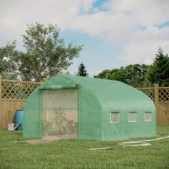 Outsunny Walk-in Tunnel Greenhouse With Zippered Mesh Doors & Roll-up Sidewalls, Upgraded Hot House, Green, 11.5' X 10' X 6.5' -Sunnydaze Store GUEST a47a1593 082e 4cb3 9d3e ab762436b7f0