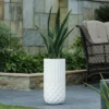 LuxenHome White 19" Tall Round MgO Planter