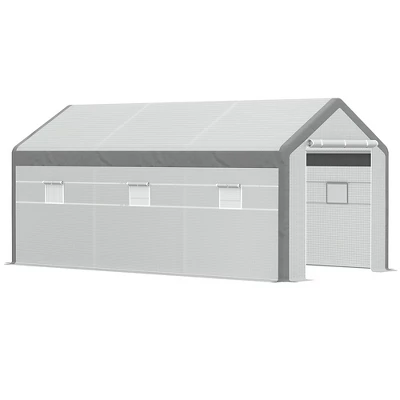 Outsunny 20' X 10' X 9' Walk-In Greenhouse, Outdoor Gardening Canopy With 6 Roll-up Windows, 2 Zippered Doors & Weather Cover 8 Outsunny 20' X 10' X 9' Walk-In Greenhouse, Outdoor Gardening Canopy With 6 Roll-up Windows, 2 Zippered Doors & Weather Cover - Image 6