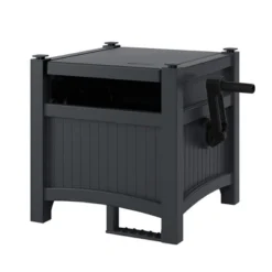 Suncast Hideaway 100-Foot Garden Hose Reel For 5/8" Hoses W/Stay-Up Lid & Crank Handle For Hassle-free Outdoor Storage, Cyberspace (4 Pack)