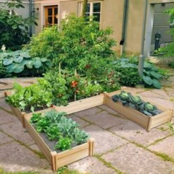 Tangkula Elevated Garden Bed U-shaped Wooden Planters Flexible Combination Suitable For Vegetable Flower Herb